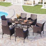 Modern Wicker Dining Chairs Set of 6