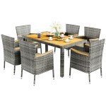 7-Piece Wicker Patio Dining Set with Cushions
