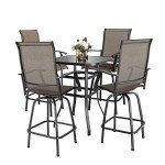 NUU Garden 5-Piece Swivel Bar Set - Black/Brown
