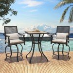 3-Piece High Top Outdoor Bar Set with Swivel Chairs