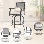 3-Piece High Top Outdoor Bar Set with Swivel Chairs