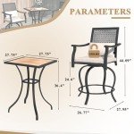 3-Piece High Top Outdoor Bar Set with Swivel Chairs