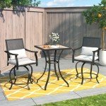 3-Piece High Top Outdoor Bar Set with Swivel Chairs