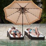 9 ft Solar Tiki Umbrella with LED Lights