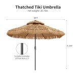 9 ft Solar Tiki Umbrella with LED Lights