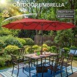 15ft Double-Sided Patio Umbrella with Base and Cover