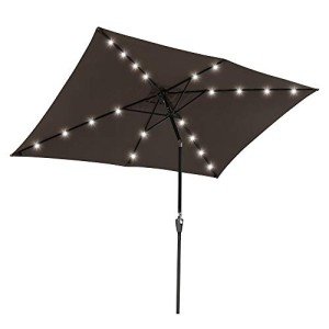 10x6.5ft LED Solar Patio Umbrella with Crank