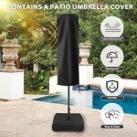 15ft Double-Sided Patio Umbrella with Base and Cover