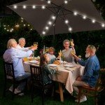 10x6.5ft LED Solar Patio Umbrella with Crank
