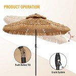 9 ft Solar Tiki Umbrella with LED Lights