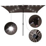 10x6.5ft LED Solar Patio Umbrella with Crank