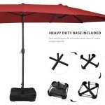 15ft Double-Sided Patio Umbrella with Base and Cover