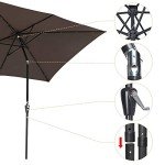 10x6.5ft LED Solar Patio Umbrella with Crank