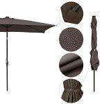 10x6.5ft LED Solar Patio Umbrella with Crank