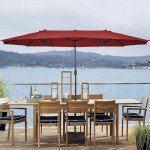 15ft Double-Sided Patio Umbrella with Base and Cover
