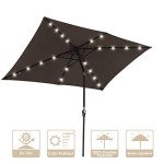 10x6.5ft LED Solar Patio Umbrella with Crank