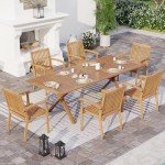 7-Piece Acacia Wood Patio Dining Set for 6