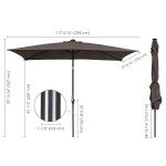 10x6.5ft LED Solar Patio Umbrella with Crank