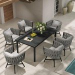 7-Piece Outdoor Dining Set with Swivel Chairs