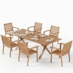 7-Piece Acacia Wood Patio Dining Set for 6