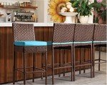 Set of 4 Wicker Bar Stools for Outdoors