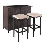 SUNCROWN 3-Piece Wicker Outdoor Bar Set