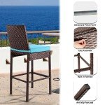 Set of 4 Wicker Bar Stools for Outdoors