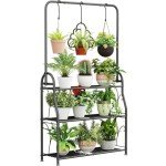 3-Tier Outdoor Indoor Plant Stand - Dark Grey
