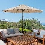 9 FT Beige Patio Umbrella with Tilt/Crank