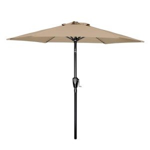 Tan 7.5ft Patio Umbrella with Tilt and Crank