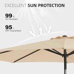 9 FT Beige Patio Umbrella with Tilt/Crank