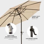 9 FT Beige Patio Umbrella with Tilt/Crank