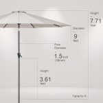 9ft Patio Market Umbrella with Tilt & Crank