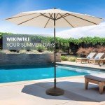 9 FT Beige Patio Umbrella with Tilt/Crank