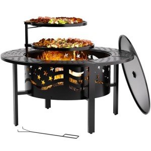 42" Outdoor Fire Pit with Grill & Cover