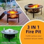 42" Outdoor Fire Pit with Grill & Cover