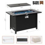 Walsunny 45" Rectangle Propane Fire Pit Table