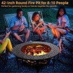 42" Outdoor Fire Pit with Grill & Cover