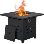 28" Propane Fire Pit Table with Lid & Lava Rock