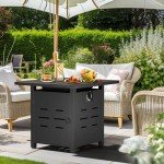 28" Propane Fire Pit Table with Lid & Lava Rock