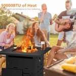 28" Propane Fire Pit Table with Lid & Lava Rock