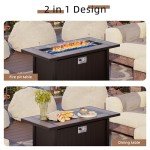 45" Propane Fire Pit Table with Glass Protector