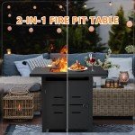 28" Propane Fire Pit Table with Lid & Lava Rock