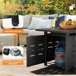 28" Propane Fire Pit Table with Lid & Lava Rock