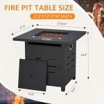 28" Propane Fire Pit Table with Lid & Lava Rock