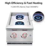 Outdoor Kitchen Double Side Burners - 30,000 BTU