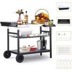 Pittazero Movable Outdoor Grill Cart with Storage