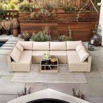 Beige 7-Piece Outdoor Wicker Furniture Set