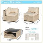 Beige 7-Piece Outdoor Wicker Furniture Set