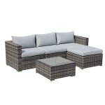 5-Piece Grey Wicker Outdoor Patio Furniture Set